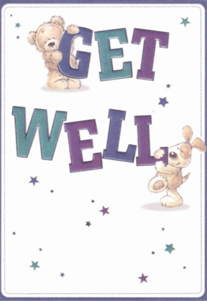 This expressive card embodies gentle encouragement, its design brought to life by two familiar friends-a thoughtful bear and an enthusiastic pup. Multicoloured stars swirl around the pair, as if their playful energy is sending good wishes wafting over the rooftops of North Watford. The large, confident typography in purples and aquas anchors the message, while the bear's plush fur and the puppy's floppy ears invite a sense of touch, much like running your hand over freshly cut blooms from a local market. You can almost hear the comforting voices of neighbours and friends, each note and nuance carried along leafy avenues from Garston to Watford Junction. Imagine pairing this card with a comforting bouquet, the warm intentions behind both gifts merging into a gesture of pure, heartfelt care. The whole composition feels light and transparent, offering a restorative mood perfect for supporting those recovering in the North Watford community.