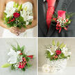 A close view of a groom's boutonniere captures an intimate detail of a North Watford wedding morning: a single red rose, perfectly formed and rich in colour, pinned neatly against a dark lapel. The rose's petals spiral inward in soft, velvety layers, echoing the deep crimson of the groom's silk tie, which catches the light with a subtle sheen. Around the rose, the florist has arranged small sprigs of fresh greenery, their leaves firm and glossy, giving structure and contrast to the softness of the bloom. Tiny red berries and little tufts of baby's breath are nestled among the greens, offering specks of texture and pale white highlights that stand out gently against the suit fabric. Under the kind of soft lighting you might find in a hotel room near North Watford's St Albans Road, the boutonniere gleams with quiet sophistication, its colours deep but not overpowering. You can almost sense the faint fragrance of the rose, a delicate scent that adds to the anticipation of the day. The craftsmanship is evident in the careful wiring and taping hidden behind the foliage, ensuring the piece sits comfortably on the lapel without drooping. There is a timeless quality in the choice of a single rose-simple, elegant, and symbolic of focused devotion-while the modern touches of berries and structured greenery bring a contemporary twist. This is not just a decorative accent; it is a small, wearable keepsake that will be seen in photographs, felt against the chest, and remembered as part of the groom's story as he stands waiting at the aisle, heart full, in a North Watford ceremony space decorated to match.