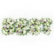 A horizontal sympathy tribute carefully formed to spell SON, shown against a clean white background in a quiet, overhead view. Each letter is densely packed with fresh, bright white blooms - large, softly layered chrysanthemums that create a pillow-like presence, and a selection of white anemone-style flowers notable for their dark, almost black centers which give a solemn, poignant focal point. Interspersed among these are delicate white lisianthus and fluffy carnations that add gentle texture and a feeling of softness to the composition. Subtle washes of lavender and pale mauve flowers - small roses, ruffled carnations, and tiny clusters of deeper purple filler - thread through the letters, bringing a tender warmth and a muted dignity that catches the eye without overwhelming the serenity of the whites. Each letter is outlined with feathery green fern fronds that form a soft, natural border and lift the shapes off the dark structural base, portions of which peek through as a charcoal framework that defines the precision of the type. Small green button chrysanthemums are tucked into the centers of clusters to give fresh pops of verdant colour and visual depth. The arrangement carries a cool, clean fragrance of fresh petals and greenery; the overall mood is one of reverent remembrance and personal loss, meant for a funeral or memorial service. A local florist familiar with North Watford's quieter streets and nearby Cassiobury Park would arrange the piece with steady hands, mindful of the comfort such a bespoke floral word can offer to family and friends gathered to honour a beloved son.