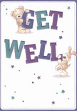 Radiating gentle warmth and optimism, this illustrated get well card features two playful companions-a teddy bear and a cheerful puppy-who seem to leap joyfully from the page while balancing the large, jewel-toned letters that spell out 'Get Well.' Against a soft cream backdrop, shades of indigo and teal create a lively contrast, echoing the welcoming spirit found in North Watford's friendly streets. Scatterings of twinkling blue and purple stars add an aura of hopefulness and magic, reminiscent of evening skies above Cassiobury Park. The tactile, fuzzy textures of the bear and puppy invite a sense of comfort, akin to the embrace of a soft blanket or the thoughtful touch of a floral delivery hand-prepared by a North Watford florist. This card carries not only well wishes, but a soothing sense of kindness, thoughtfully designed to lift the spirits of anyone on the mend within our close-knit local community.