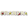 A heartfelt GRANDMA funeral tribute stretches across this image, each capital letter composed with the meticulous detail you might expect from a long-established North Watford florist used to caring for local families. The arrangement sits against an uncluttered white background that accentuates the clean lines and gentle colours. Every letter is densely filled with pristine white chrysanthemums, the blooms pressed closely together to form a thick, cushiony surface that feels soft even at a glance. The petals catch the light, creating subtle shadows that give the letters a sculpted, three-dimensional quality. Underneath the white flowers, a refined fringe of pale lavender or soft purple blooms traces the base of each character, framing the word with a whisper of colour and giving a cool, serene undertone. Carefully placed accent flowers add personality and storytelling to the design. On the lower left curve of the G, three velvety red roses nestle among deep green foliage, the rich crimson immediately signalling affection and devotion. The first A carries two chartreuse cymbidium orchids across its bar, their yellow-green petals and speckled, reddish centres providing a fresh, modern contrast to the traditional white base. The R, N, and D remain unadorned apart from their lavender edging, offering a run of quiet, unbroken white. The M then mirrors the G with another cluster of three red roses on its lower right, creating a visual echo of love, before the final A repeats the twin orchids and closes the word in the same distinctive green tones. All of the letters are supported by a slim, dark green metal frame that connects them discreetly along the top. The overall feeling is one of dignity, peace, and tender remembrance, well suited to a funeral service, cremation, or graveside tribute for a much-loved grandmother.