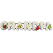 A carefully arranged floral tribute spells the word GRANDPA in bold, horizontal capitals, presented against a bright white background that lets every colour and texture stand out with clarity. Each letter is generously covered in tightly packed white chrysanthemums, creating a plush, cushioned effect that feels soft and comforting, like a gentle touch on the shoulder during a time of grief. A slim border of lavender-purple ribbon edges each letter, giving a light frame that adds depth and definition without interrupting the calm expanse of white. The tribute is thoughtfully accented with small but meaningful bursts of colour: in the curve of the initial G a cluster of deep red roses nestles among rich green foliage, the velvety petals suggesting love, gratitude, and respect. The third letter, A, is adorned with yellow-green orchid blooms, some marked with subtle reddish tones, lending an air of elegance and uniqueness. At the centre, the D mirrors the G with another grouping of red roses, and the last A repeats the orchid motif, ensuring the design feels harmonious and complete. Slim, unobtrusive connecting bars support the letters from behind, holding the word steady. The overall impression is of a serene, heartfelt farewell piece, something a family in North Watford might choose through Flower Delivery North Watford for a funeral, crematorium chapel, or graveside tribute, to express love and remembrance for a cherished grandfather in a way that feels both traditional and deeply personal.