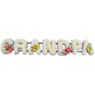 A long, horizontal floral display spells out GRANDPA in bold, uppercase letters, laid out against a bright white background so that every flower is clearly defined. Each letter is carefully formed from closely clustered white chrysanthemums, their small, rounded petals creating a plush, cushiony surface that suggests softness, kindness, and rest. The edges are gently framed with a narrow band of light lavender ribbon, just visible at the base of the flowers, lending a faint halo of lilac that crisply outlines the shapes without overpowering the simplicity of the white. Subtle dark green supports link the letters, keeping the arrangement sturdy while remaining largely unseen, so the eye rests on the blooms themselves. At intervals, well-placed accent sprays bring depth and character. On the opening G, a bold spray of deep red anthuriums stands out, the glossy, heart-shaped blooms and yellow spadices shining above rich green foliage. The first A features a cluster of yellow-green orchids, their graceful petals and detailed centres nestled among fresh leaves, offering a soothing contrast. The central D repeats the red anthuriums and greenery, providing visual symmetry and emotional weight, while the final A again showcases lime-toned orchids and foliage, balancing the design. The tribute feels thoughtful and personal, the sort of custom funeral lettering families in North Watford might choose to honour a beloved grandfather, whether placed at the front of a service, beside the hearse, or at a graveside, expressing love, respect, and treasured memories through carefully chosen funeral flowers.