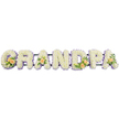 A bespoke funeral flower tribute spells out the word GRANDPA in large, upright block letters, all aligned in a straight horizontal line and supported by a slim dark bar that hints at a sturdy metal stand beneath the blooms. Each letter is completely covered in small, fluffy white chrysanthemums, packed tightly together so that no gaps of foam or frame are visible. The effect is that of a soft, snowy surface, cool and calming, stretching from the first G through to the final A. Around the edges of each character runs a neat trim of delicate lavender flowers, their pale purple petals tracing the outline of the word and giving clear definition when seen from a distance-ideal for display at a church or crematorium in North Watford. Interspersed through the design are tasteful accents of peach roses and greenery. On the G and D, clusters of two or three roses rest among rich green leaves and a few slender white lily-type buds, adding height and a touch of elegance. The first and last A are each adorned with a single peach rose, placed with quiet precision, like small personal touches that say you were loved. The overall colour palette-white, lilac, and peach-creates a feeling of serenity and gentle warmth, simultaneously expressing grief and gratitude. With its careful balance of structure and softness, this GRANDPA tribute looks like the kind of personalised arrangement a North Watford family might order when they want to say a dignified, heartfelt farewell to a beloved grandfather who meant so much to them.