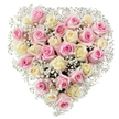 Elegance finds its expression in this heart-shaped floral display resting upon a bright, white canvas - a signature of North Watford's expert florists. A harmonious assembly of approximately 30 to 35 roses in shades of soft pink and buttery cream nestle closely together, their petals smooth and almost touchable. The roses, at various stages of bloom, convey a narrative of affection both tender and enduring. Ethereal clusters of white baby's breath wind through the composition, adding gentle texture and an air of lightness that uplifts the whole bouquet. The arrangement, sculpted into a full and symmetrical heart, embodies themes of deep sentiment and remembrance - ideal for funerals or as a heartfelt offering of comfort to those along Orphanage Road or The Avenue. Bathed in even North Watford daylight, the soft hues glow, creating a focal piece that feels quiet yet profoundly moving. This bouquet, ready for same-day delivery by caring hands, beautifully expresses love, gratitude, and thoughtful reflection for life's significant moments in the heart of the North Watford community.