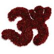 A meticulously assembled depiction of the number thirty-three, formed not from petals but from a tightly clustered field of tiny, dark red granular elements that shimmer like confectionery sprinkles or fine glitter. From a short distance the two distinct '3' shapes read clearly: each curve and countercurve is defined by hundreds of minute, irregular particles in tones of maroon, burgundy and deep crimson that catch the light and create a subtly faceted surface. Up close you can almost feel the rough, slightly uneven texture - the image suggests sugar crystals, edible sprinkles, or a finely milled craft medium pressed into a numeral stencil. Tiny highlights and soft shadows fall across the grains, explaining the sense of depth; a clean, bright white backdrop sets the colour alight while a faint gray shadow beneath the forms gives the impression that the numerals are slightly raised from the surface, hovering above the white plane. The overall impression is celebratory and precise at once, as if marking a thirty-third birthday, a statistical milestone or a carefully counted set of ingredients on a baker's sheet. There is an artisanal, almost edible quality to the construction, which sits comfortably with the independent bakeries and weekend markets around North Watford and the little cake shops on Watford High Street. The composition reads as both decorative and exacting, and the tactile suggestion of sugar or craft material makes this numeric figure an evocative prop for stories about celebration, confectionery design, or careful assembly in a local studio near Cassiobury Park.