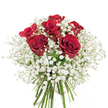 In this refined bouquet, six sumptuous crimson roses rise at the centre, their velvety spirals glowing with a passionate promise, softened by clouds of delicate white gypsophila. The arrangement, photographed on a spotless white background, reveals both the intricacy of each rose's layered petals and the gentle scatter of tiny white blossoms that cradle them, like a gentle North Watford fog at dawn. The bouquet is expertly hand-tied, long green stems neatly bundled and visible beneath the lush floral canopy-a hallmark of artisan floristry in the community's neighbourhoods. The cool whites and rich reds find perfect harmony, offering not just a feast for the eyes but inviting one to imagine the subtle, sweet fragrance wafting softly in the morning air. Designed to evoke sincerity, affection, and timeless elegance, this bouquet would feel at home on a breakfast table near the North Watford station or be treasured as a heartfelt offering in the nearby residential streets. Every stem and bloom speaks to both refined taste and the region's welcoming spirit. With freshness ensured and same-day delivery across North Watford available, this classic arrangement quietly turns a simple act of giving into a cherished local memory.